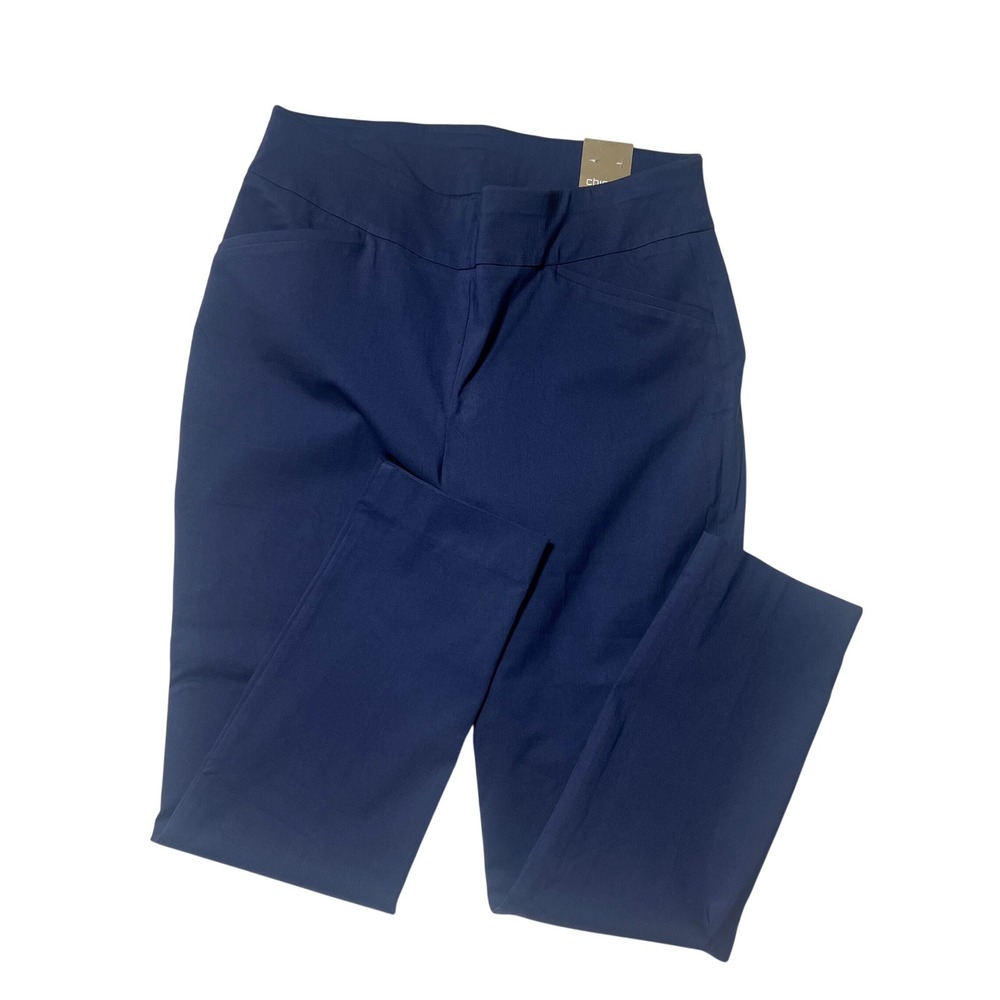 Chicos Perfect Stretch Josie Slim Pant Dusk Navy Blue Size 2 Short US 12S Office